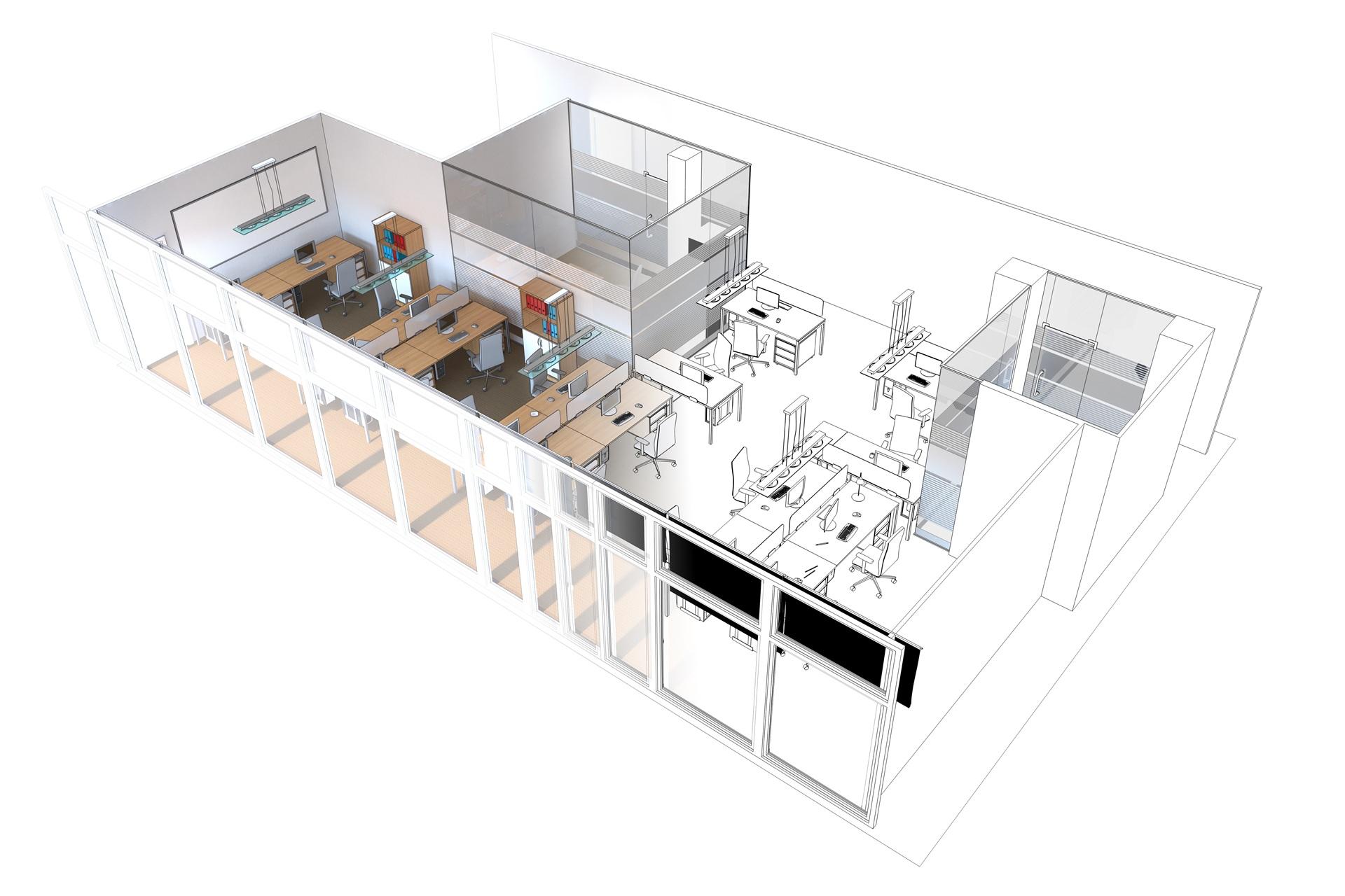 3D-Büroplanung mit Zonen und Verbindungen | Treppen planen

